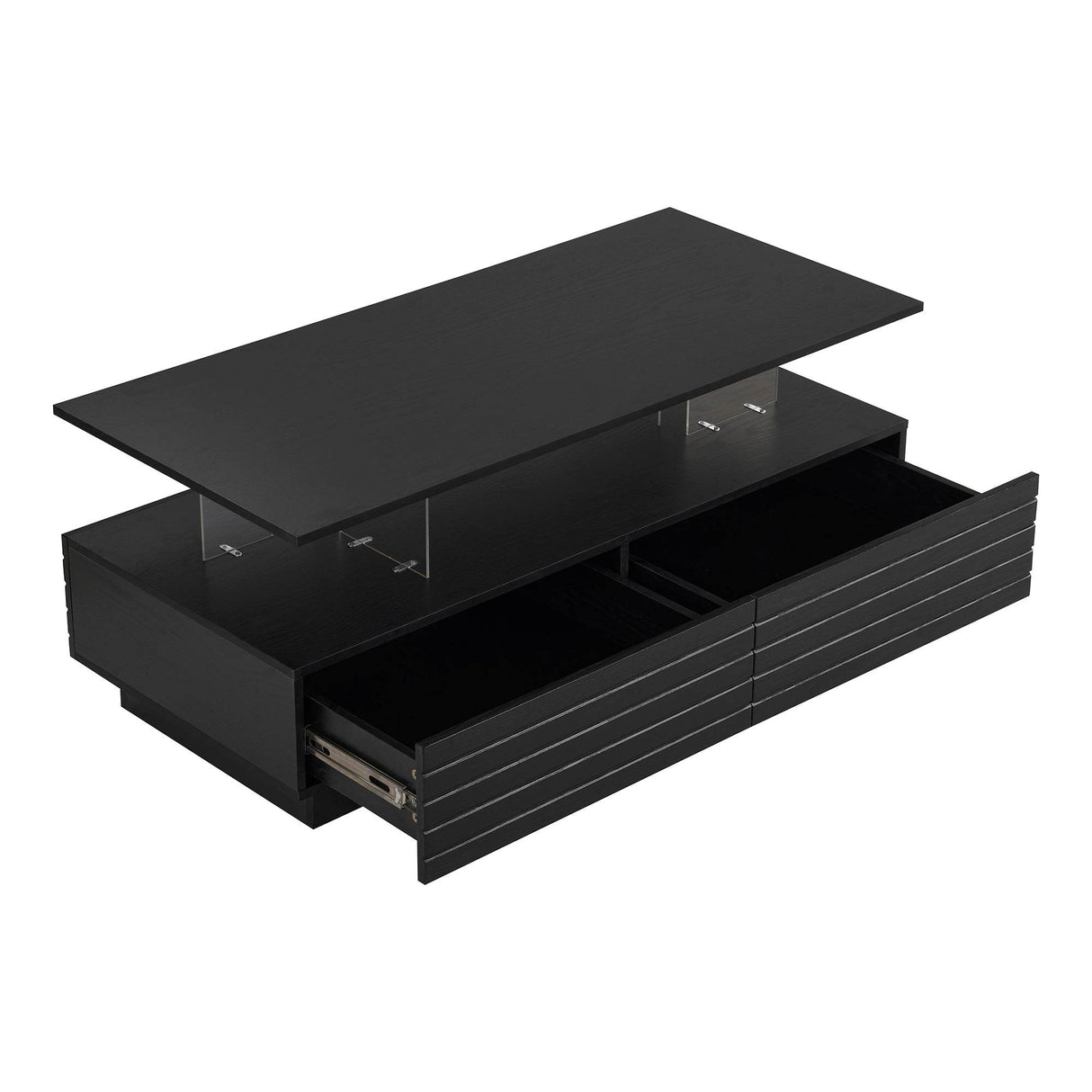 Modern Rectangular MDF Coffee Table With LED Lights - Sleep Galleria