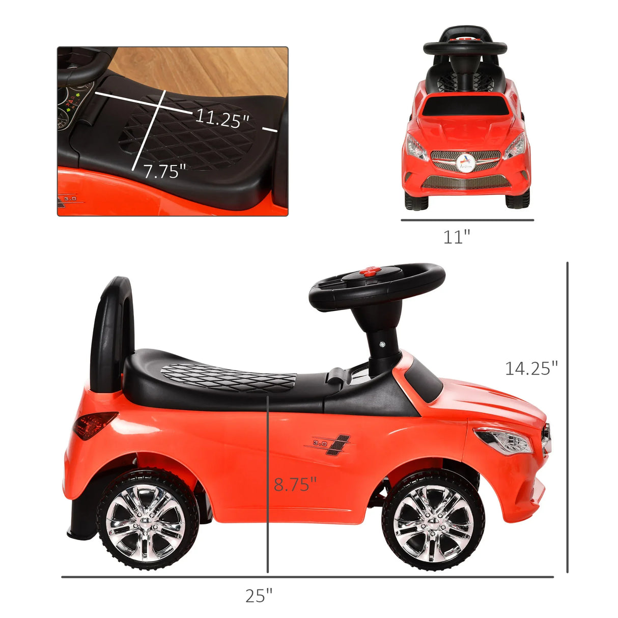 Toddler Foot-To-Floor Ride On Push Car With Horn - Omega Lifestyles