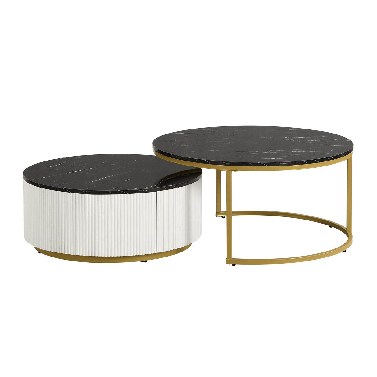 Modern Round Nesting Coffee Table With Drawer - Sleep Galleria