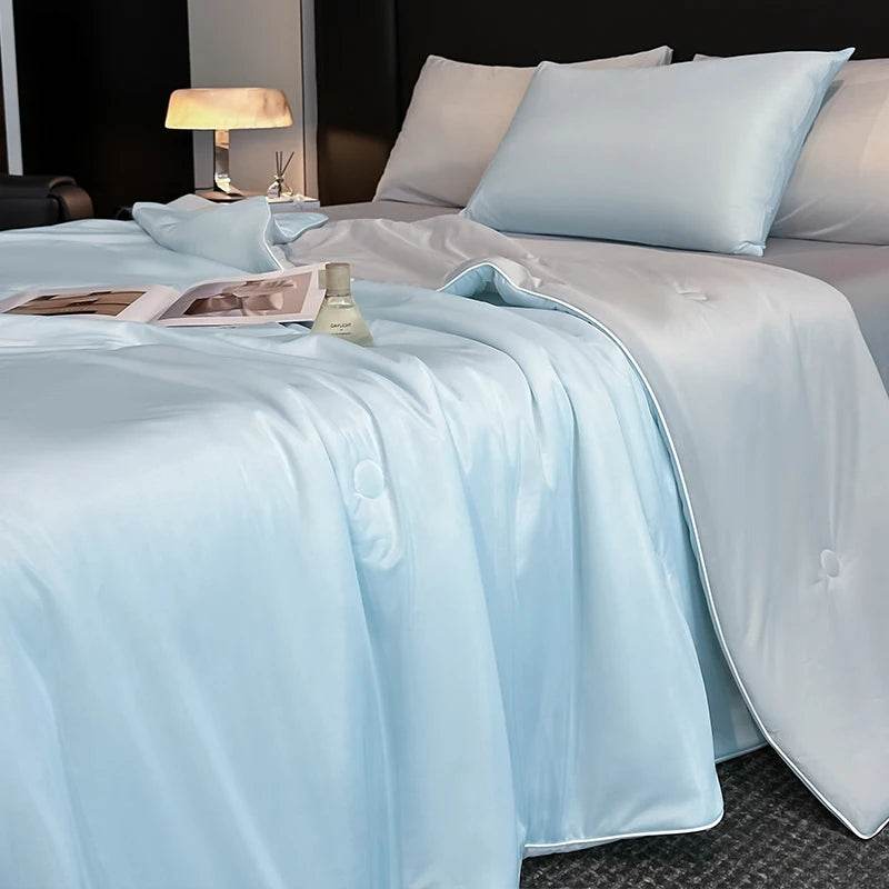 Cooling Blanket Cold Technology Bedding Summer Patchwork Quilts Soft Fashion INS Japan&Korean Green Cold Throws AB Side