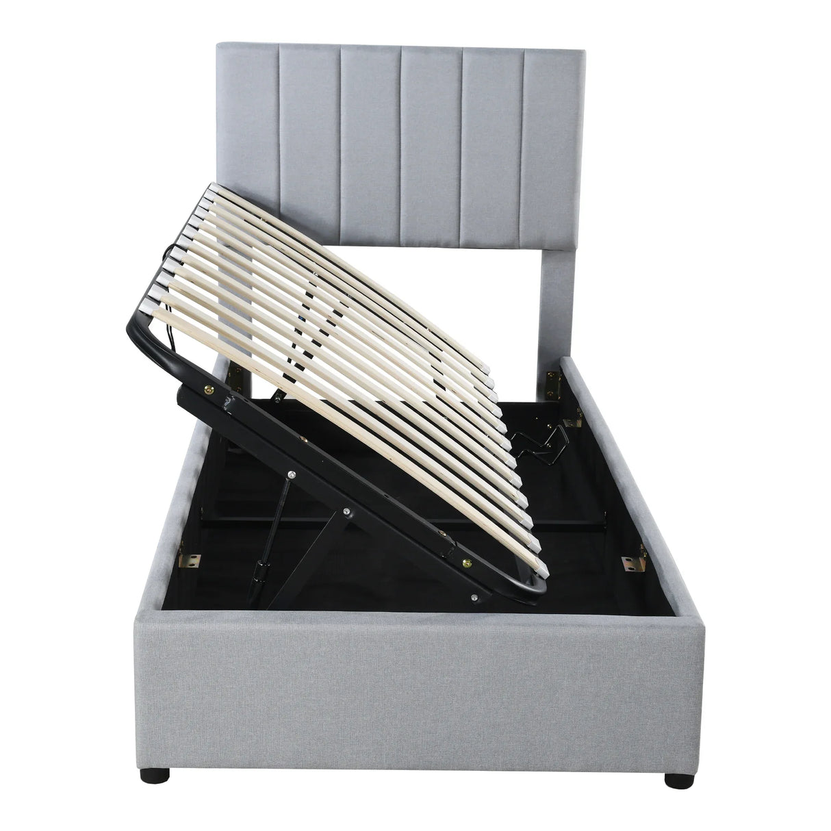 Twin Upholstered Platform Bed With Hydraulic Storage - Omega Lifestyles