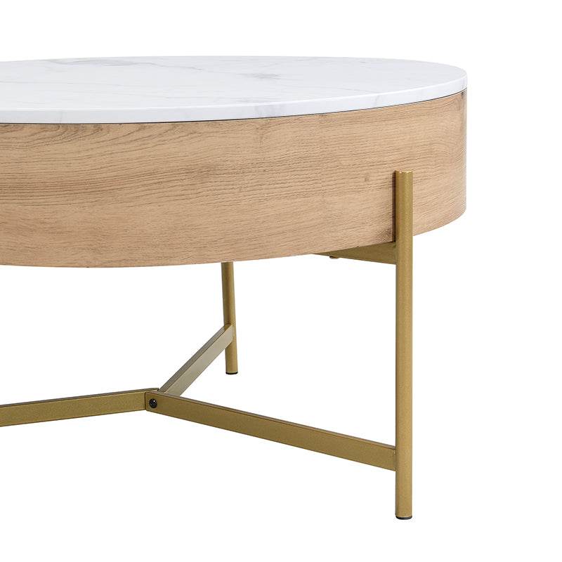 Modern Round Lift-Top Coffee Table With Storage And Ottomans - Sleep Galleria