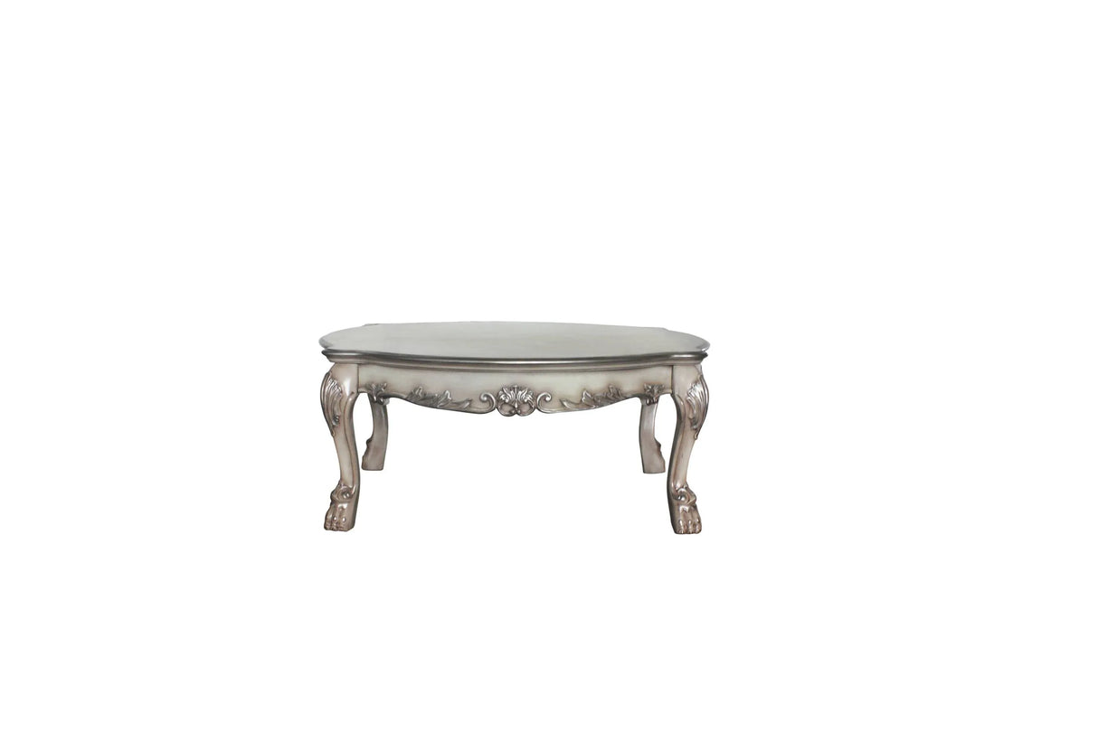 Transitional Vintage Resin Wood Ivory Coffee Table - Omega Lifestyles
