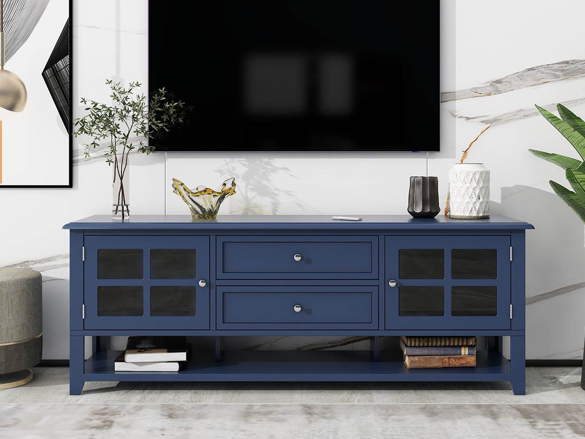 Modern Blue MDF TV Stand With Storage Cabinet - Sleep Galleria
