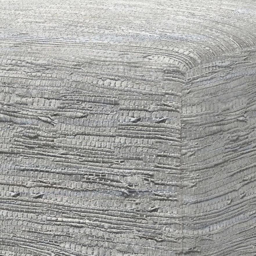 Cream Genuine Buffalo Leather Square Pouf Accent Ottoman - Omega Lifestyles