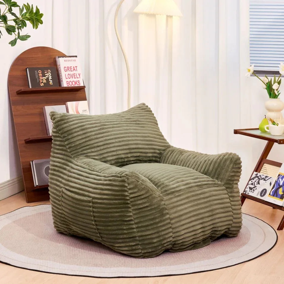 Oversized Corduroy Foam Filled Bean Bag Chair - Omega Lifestyles