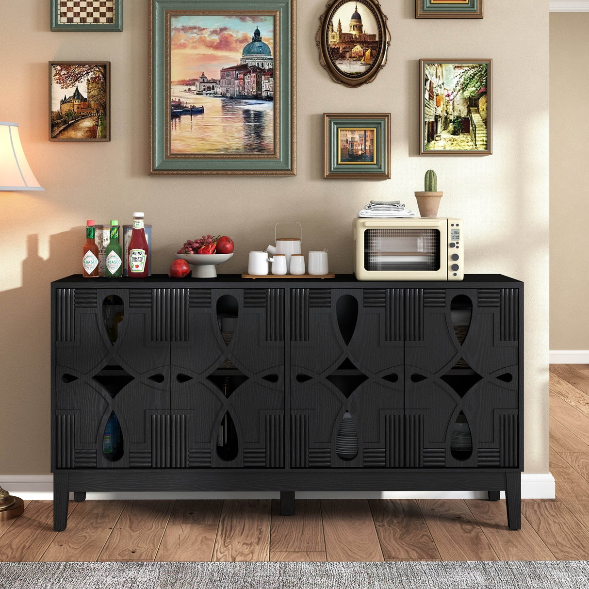 Mid Century Modern Solid Wood Storage Sideboard Cabinet - Sleep Galleria
