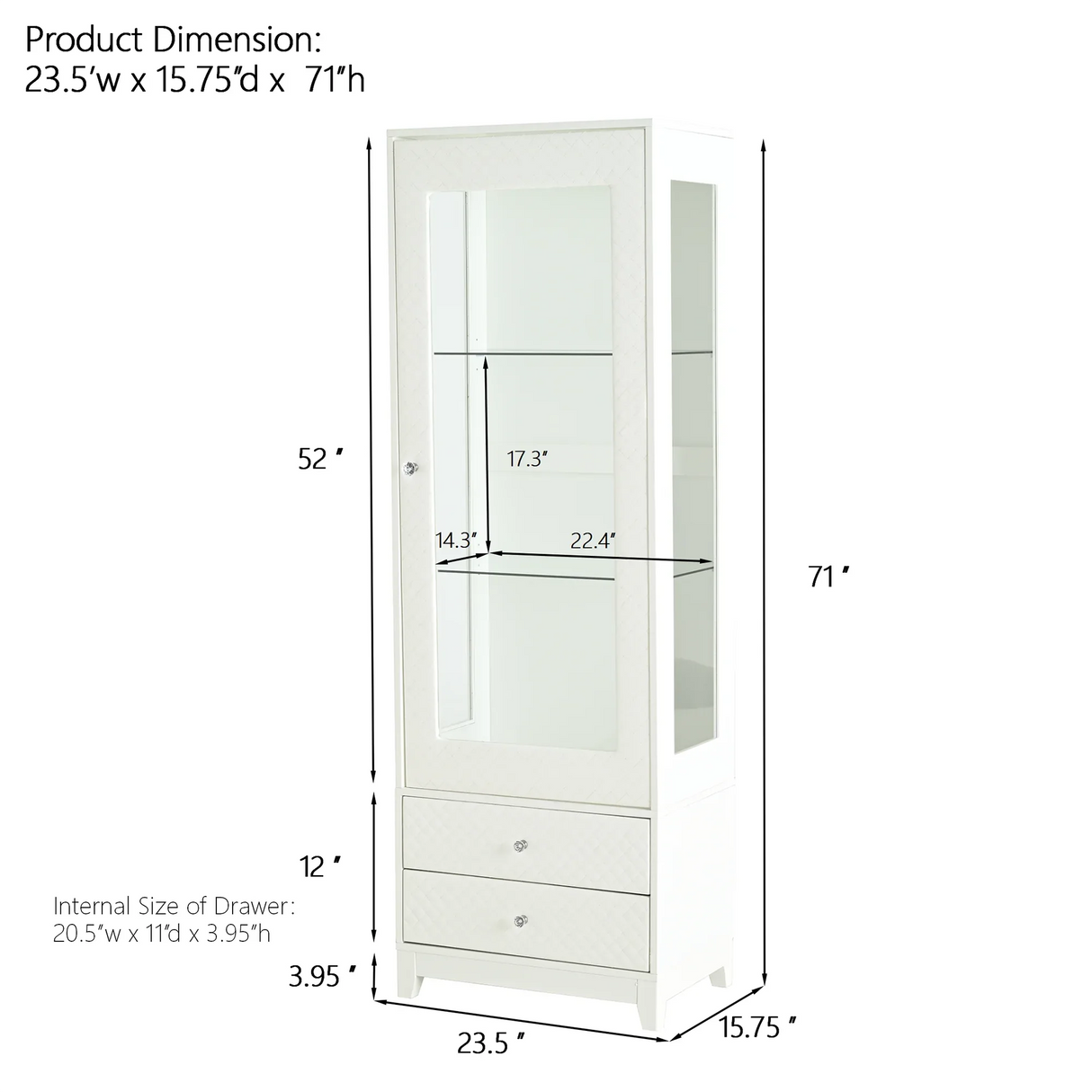 Modern Upholstered Glass Display Cabinet With Adjustable LED Light - Omega Lifestyles