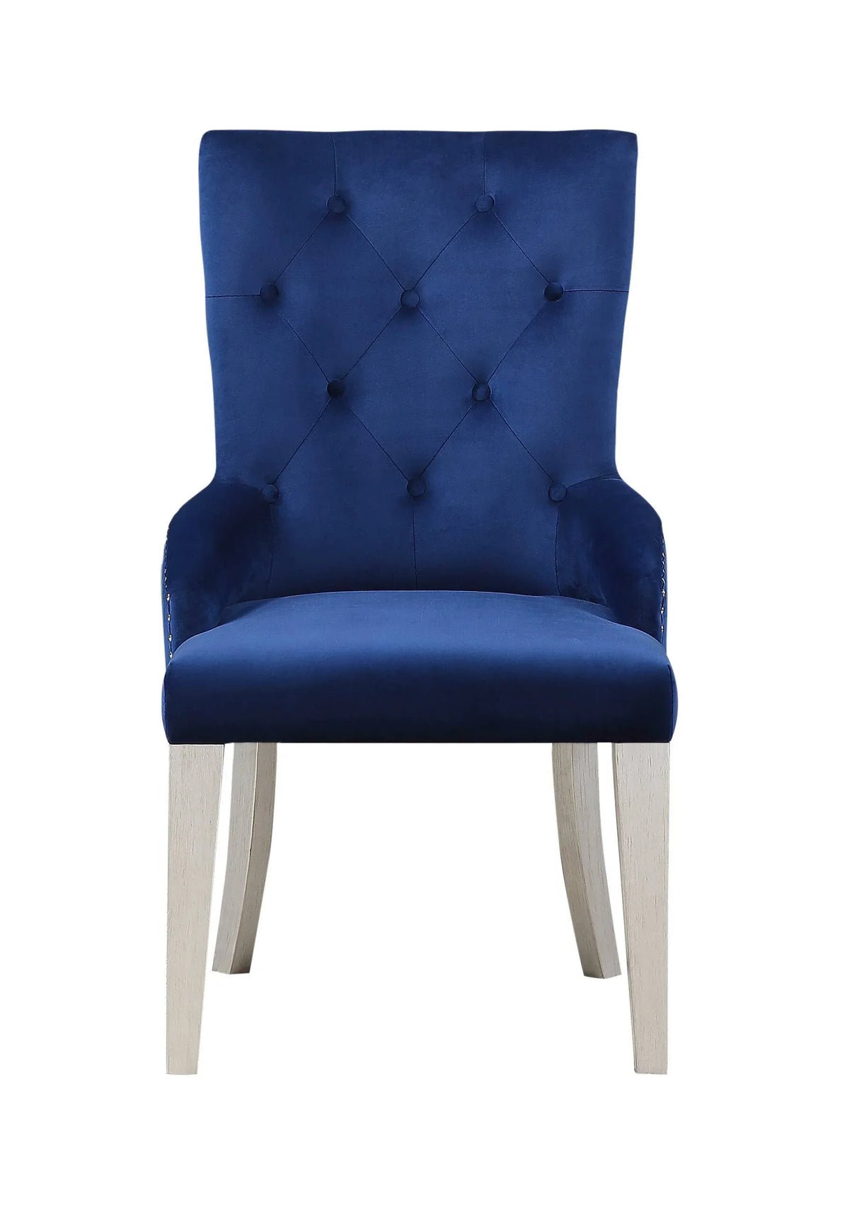 Blue Velvet Padded Parson Side Chair With Nailhead Trim - Omega Lifestyles