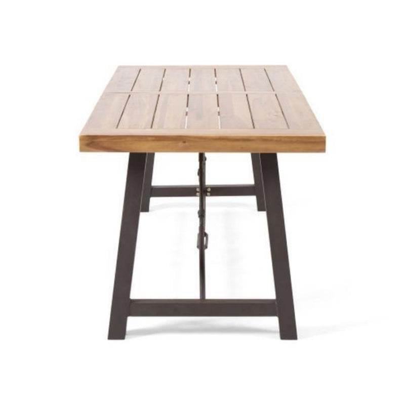 Modern Industrial Acacia Wood And Iron Outdoor Dining Table - Sleep Galleria