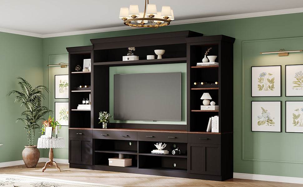 Farmhouse Mid-Century Walnut MDF TV Stand - Sleep Galleria