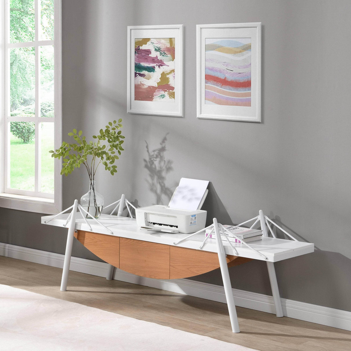 Sailboat-Shaped Modern MDF Wood TV Stand With Drawer - Sleep Galleria