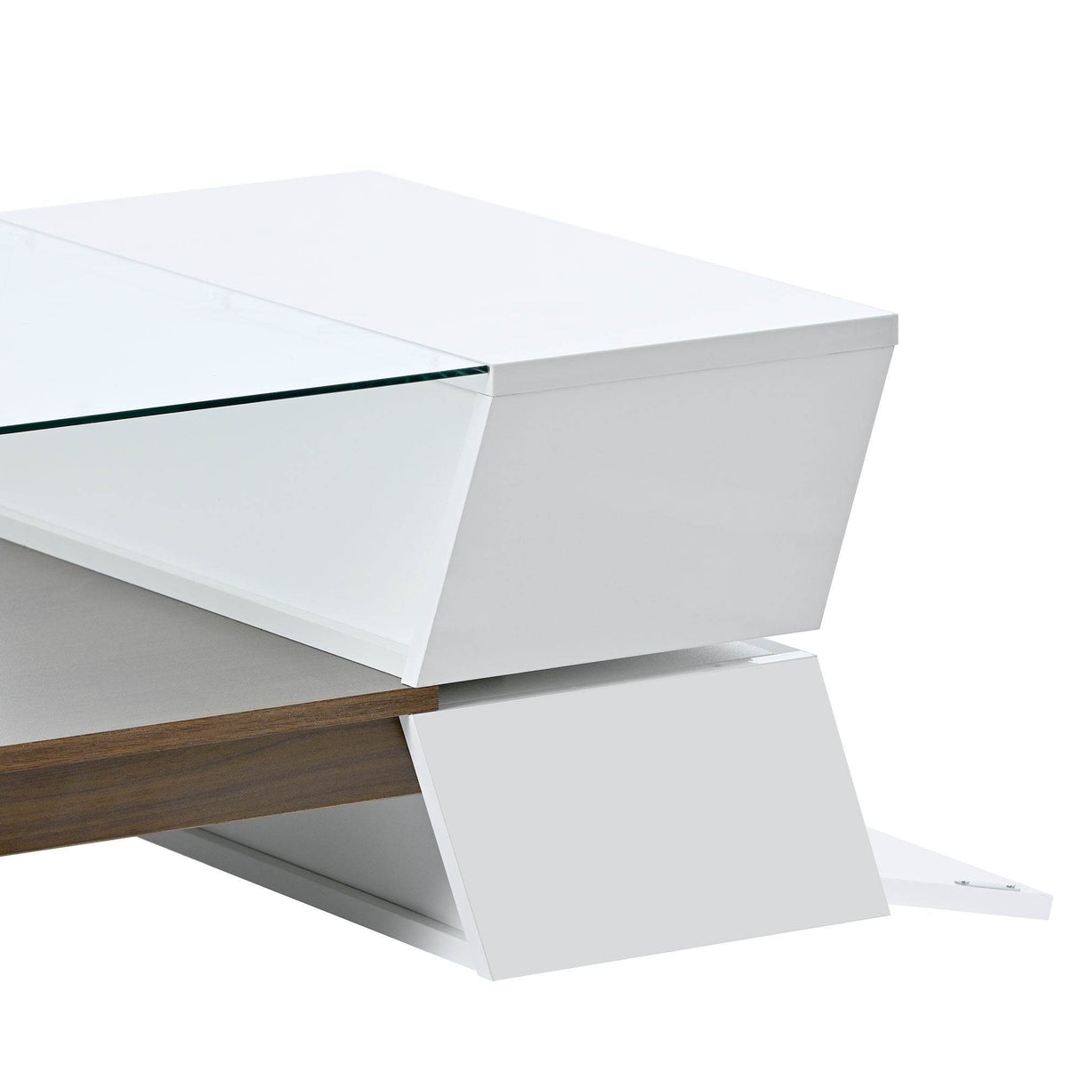 Modernist 2-Tier White Glass Top Coffee Table - Sleep Galleria