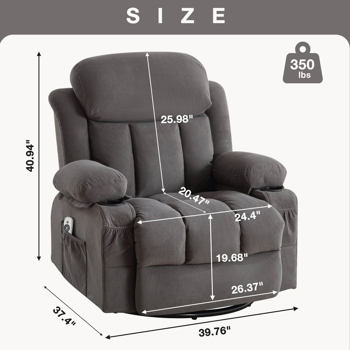 Soft Velvet Manual Swinging Massage Recliner Chair - Omega Lifestyles