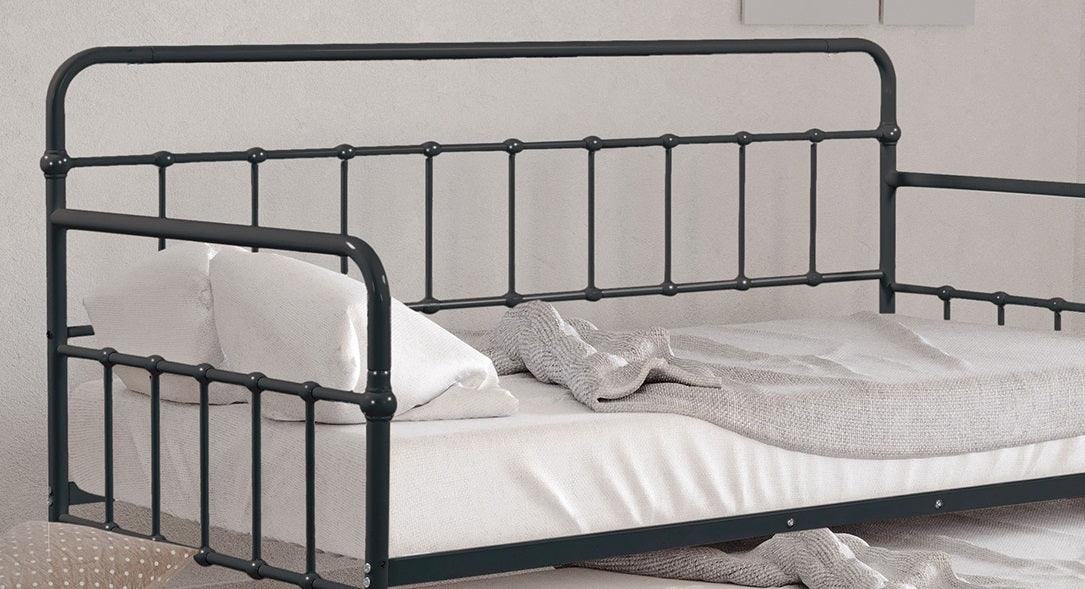Twin Contemporary Black Metal Daybed With Trundle - Omega Lifestyles