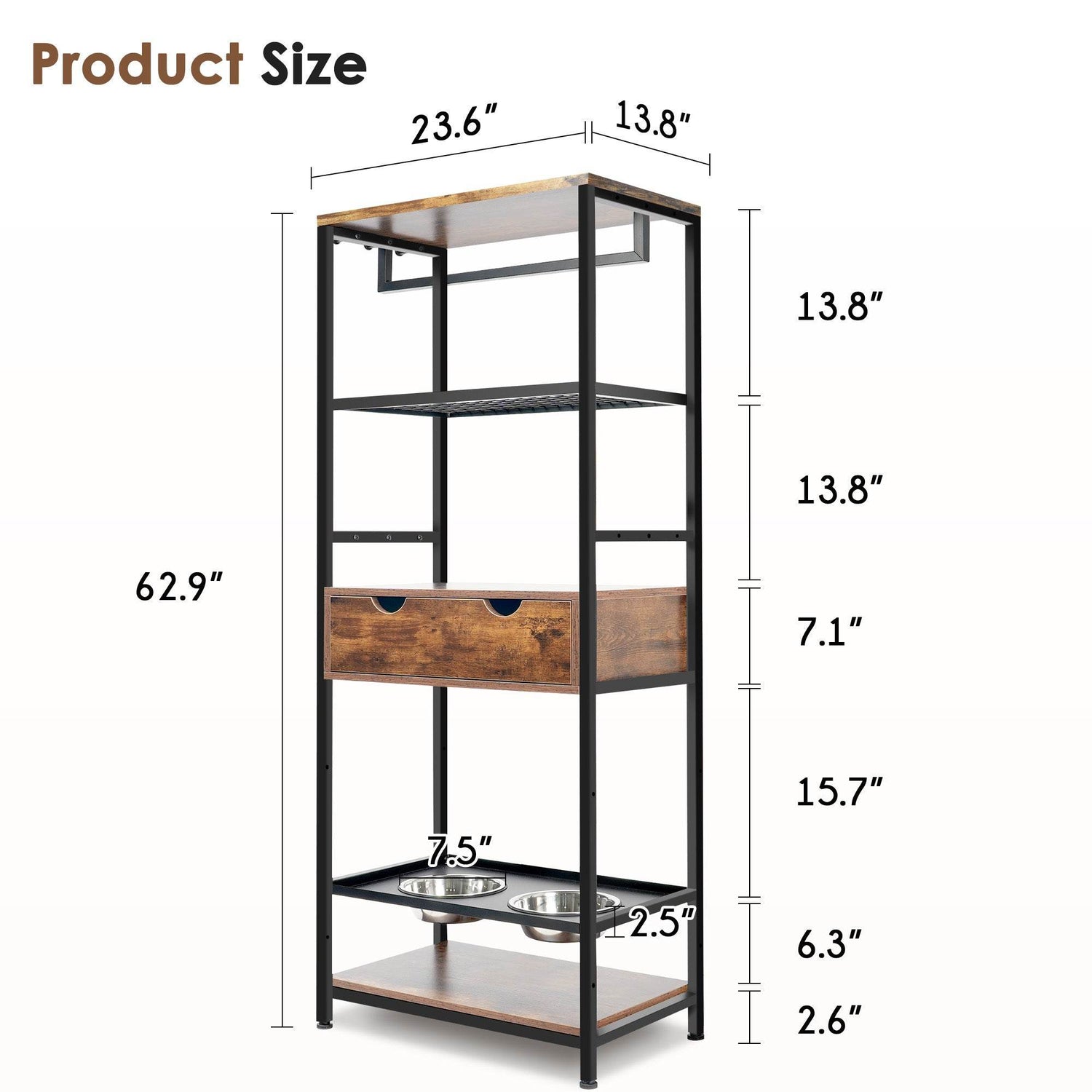 Adjustable Height Raised Dog Feeding Station With Storage - Sleep Galleria