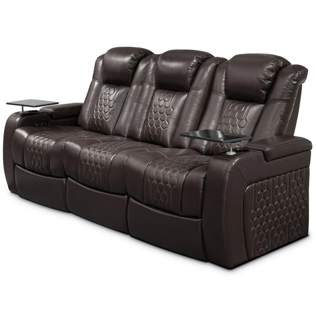 Genuine Leather Power Recliner With RGB LED Lighting - Omega Lifestyles