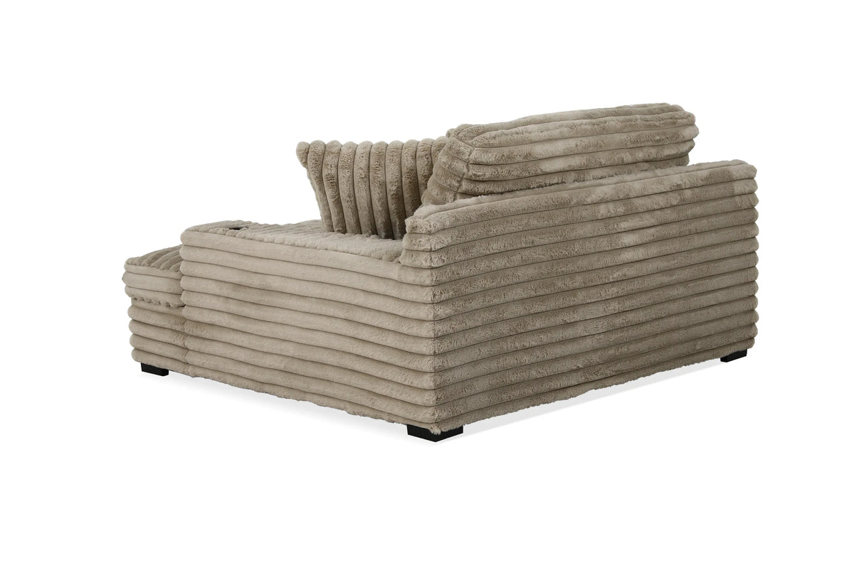 Corduroy Jumbo Chaise Armchair With Dual Cup Holders - Omega Lifestyles