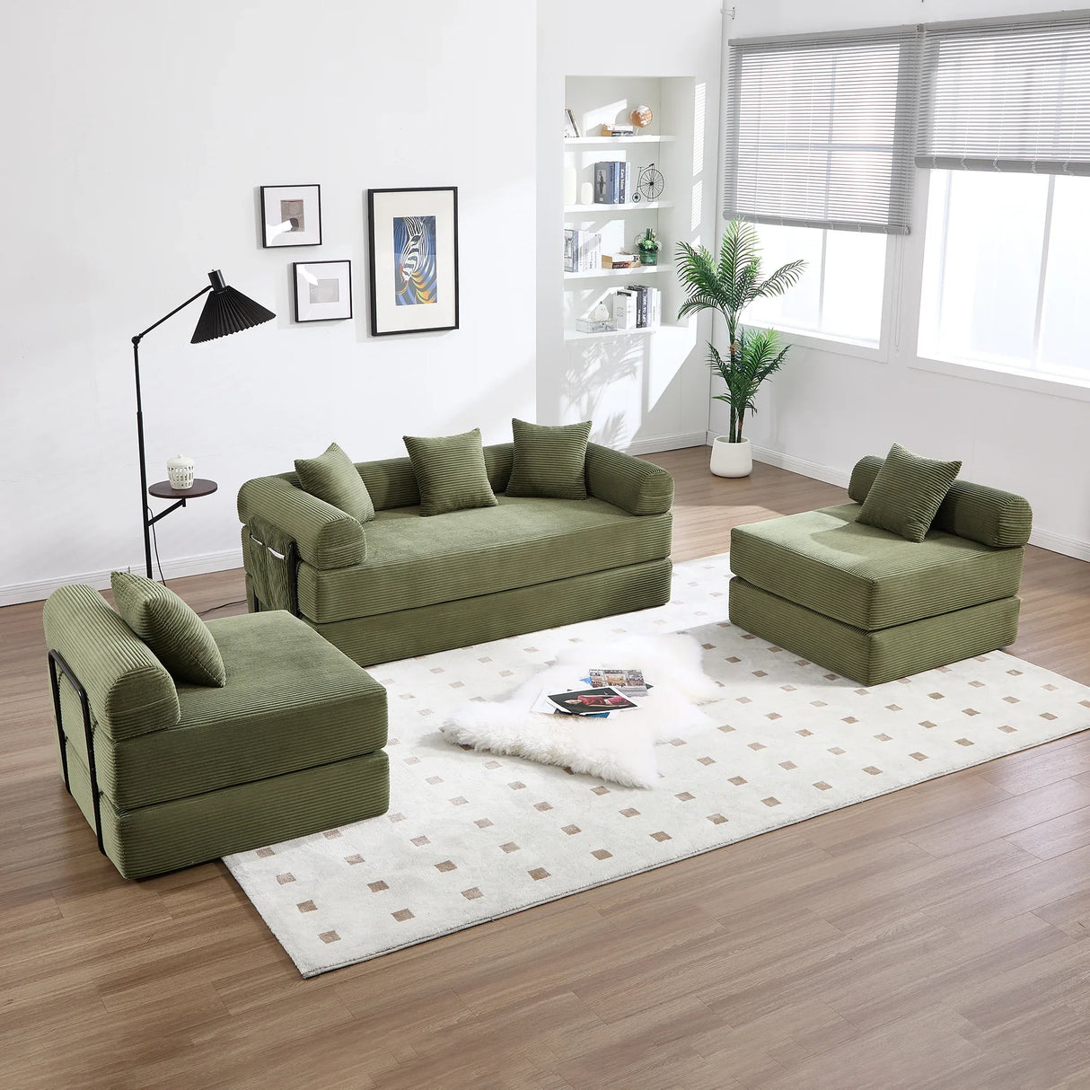 Convertible Folding Corduroy Memory Foam Sofa Bed - Omega Lifestyles