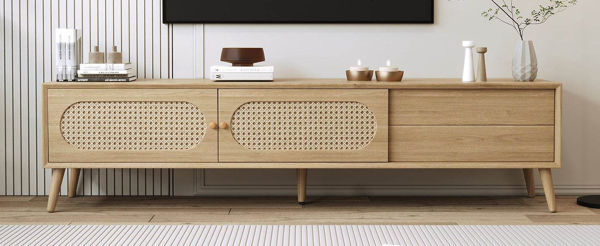 Boho Farmhouse Solid Wood TV Stand Cabinet - Sleep Galleria