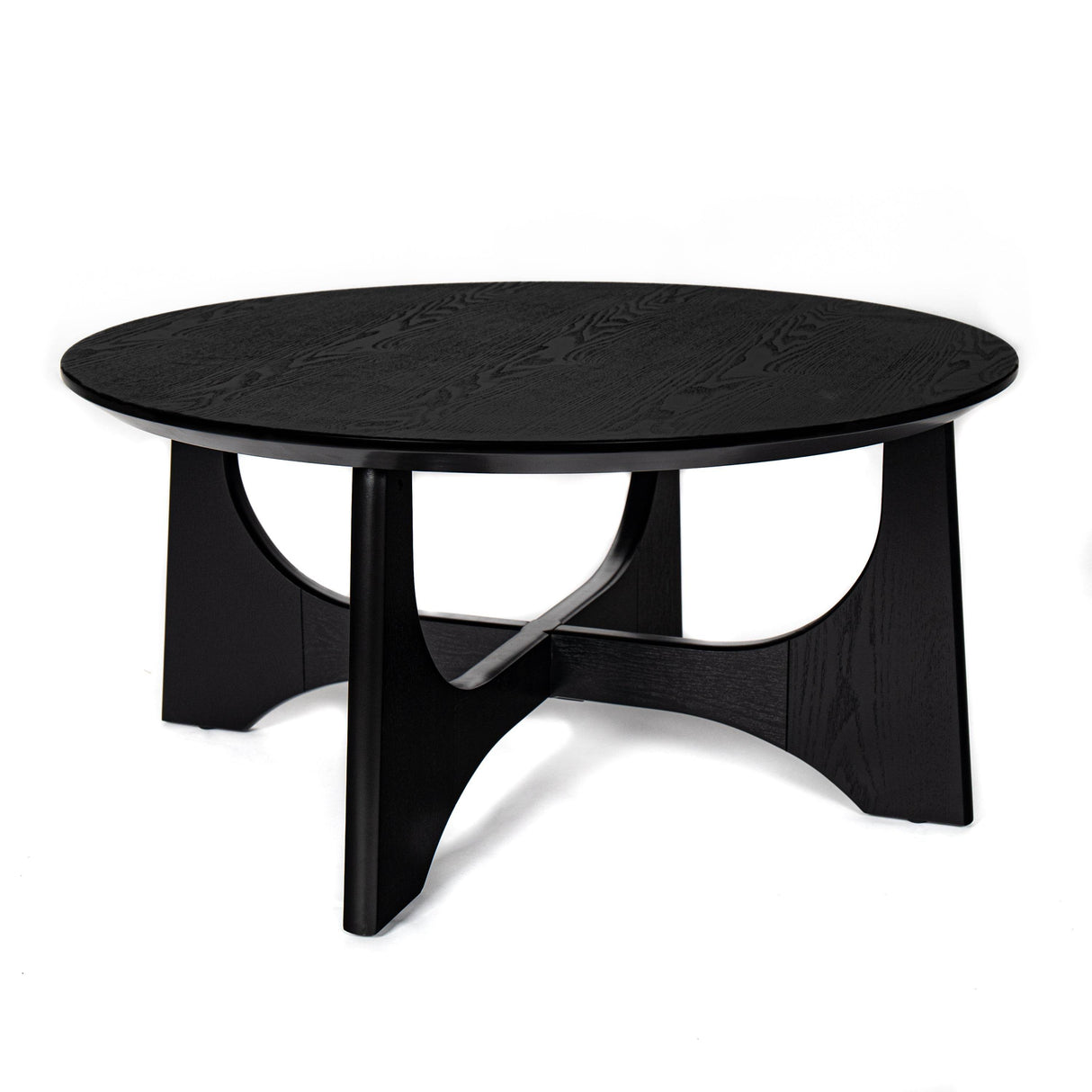 36-Inch Round Black Modern Wood Coffee Table - Sleep Galleria