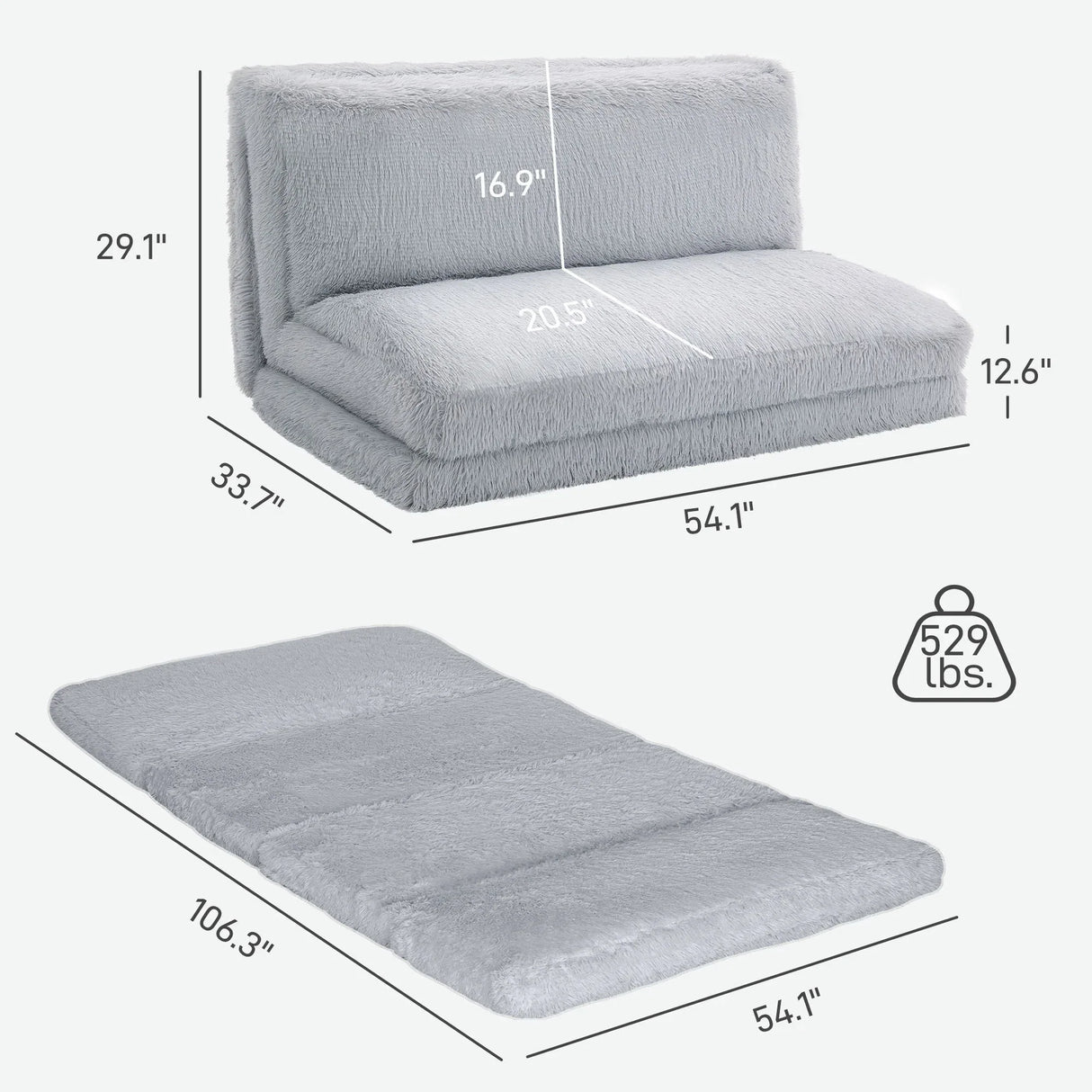 Ultra-Soft Plush Folding Foam Floor Mattress Sofa Bed - Omega Lifestyles
