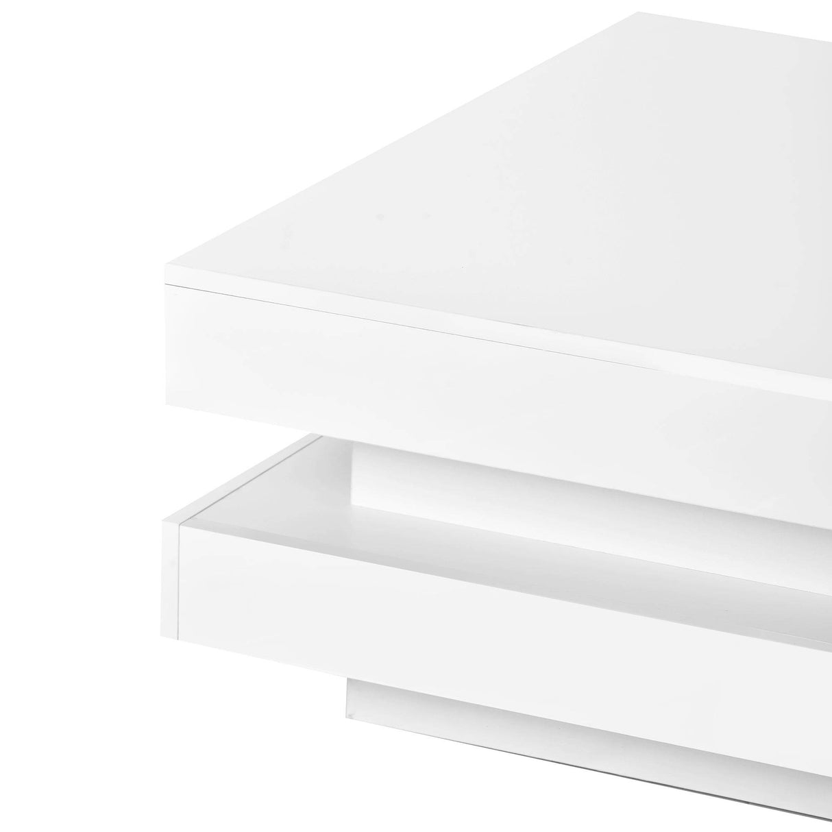 High Gloss White Particle Board Coffee Table With LED Lights - Sleep Galleria