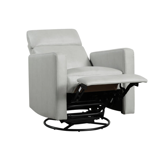 Contemporary Smoke Faux Leather Swivel Gliding Recliner Chair - Omega Lifestyles