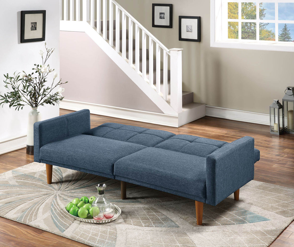 Adjustable Fabric Sofa With Wood Frame Navy - Omega Lifestyles