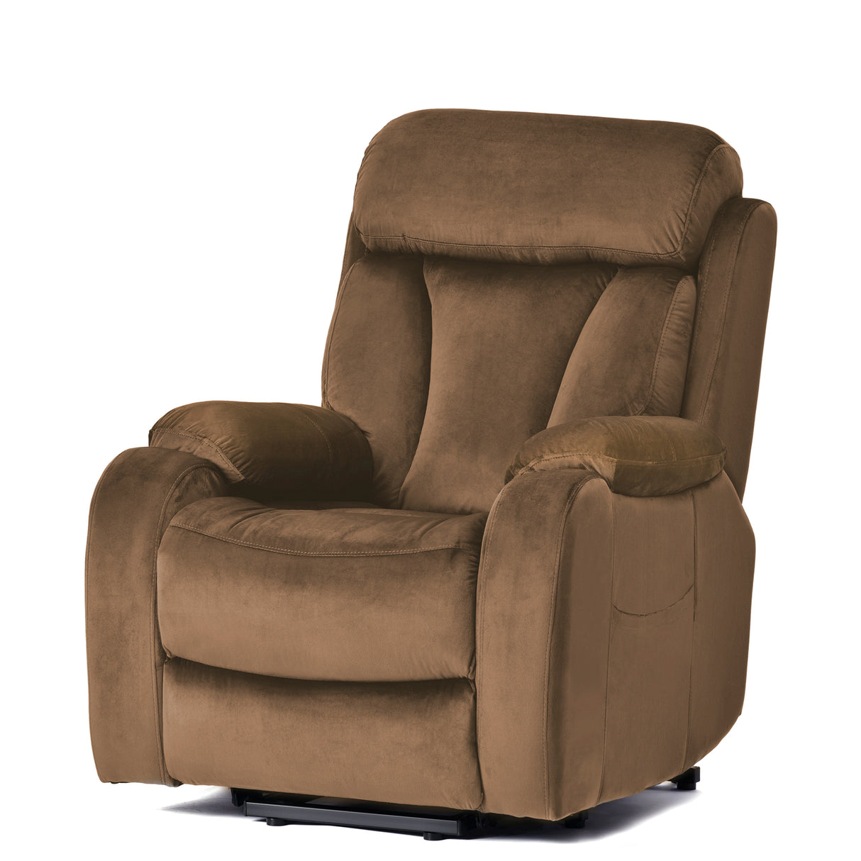 Power Lift Brown Velvet Medium Soft Recliner Chair With Remote Control