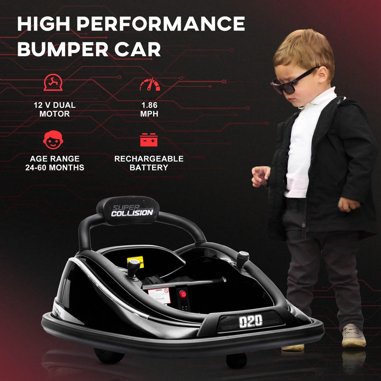 12V Remote Control Toddler Electric Ride-On Bumper Car - Omega Lifestyles