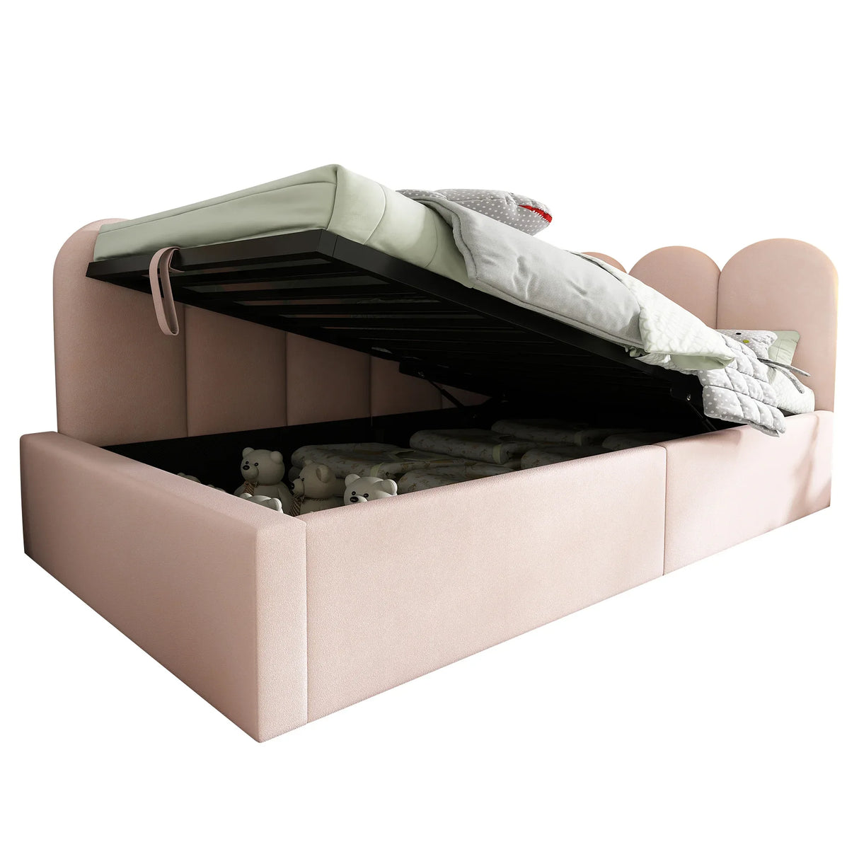 Pink Velvet Upholstered Twin Storage Daybed With Metal Frame - Omega Lifestyles