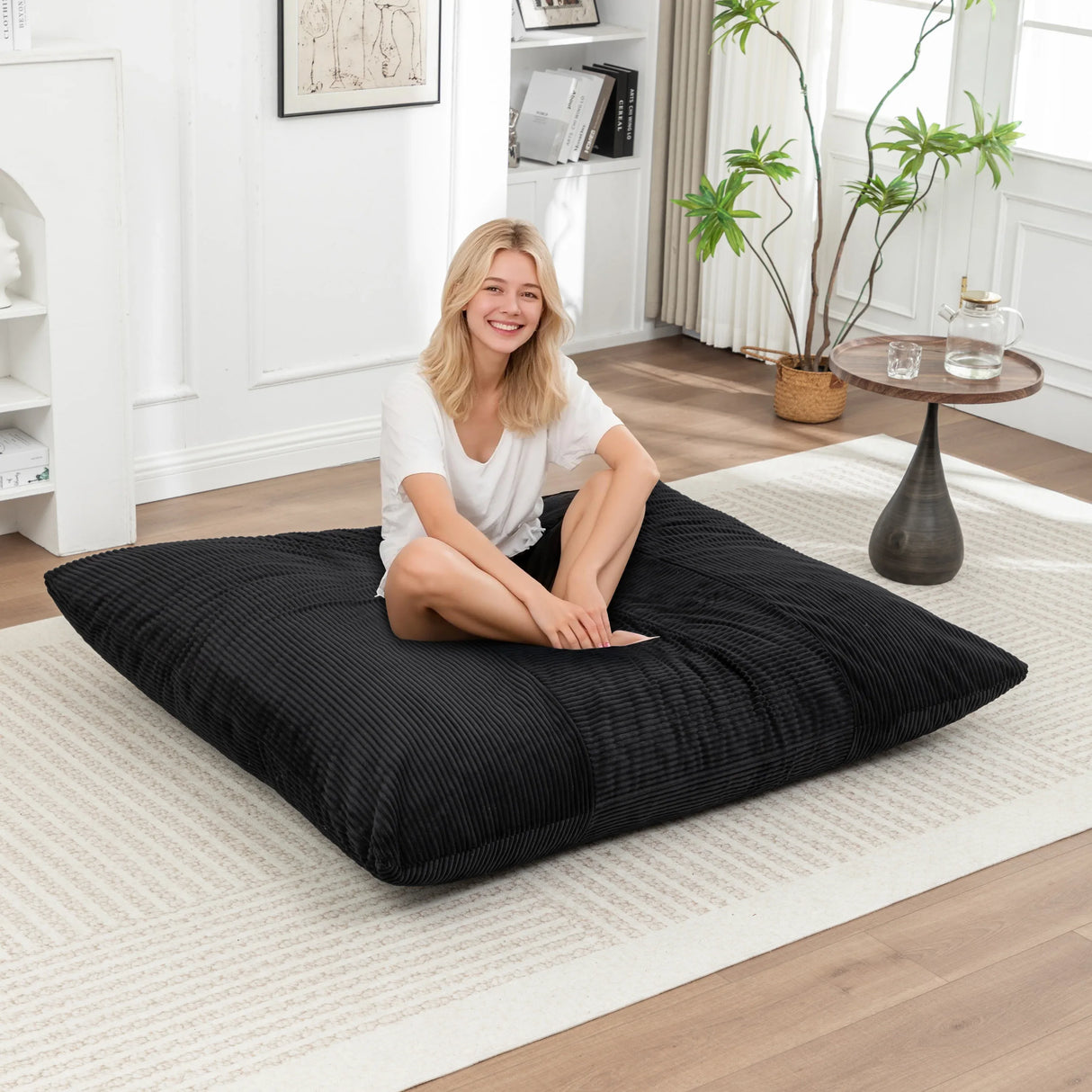 Soft Corduroy Foam Floor Bean Bag Chair - Omega Lifestyles