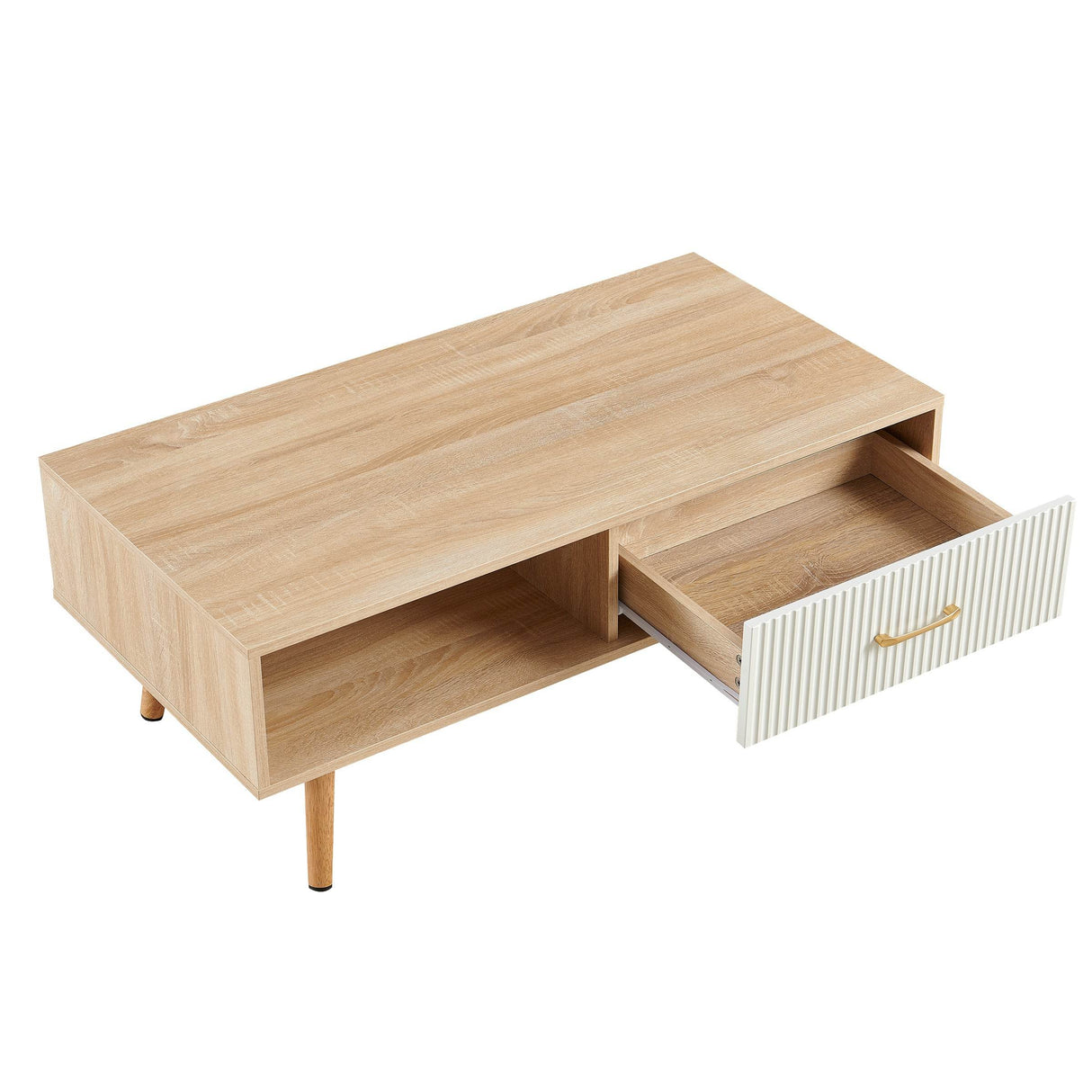Solid Wood Modern Rectangle Coffee Table With Drawer Storage - Sleep Galleria