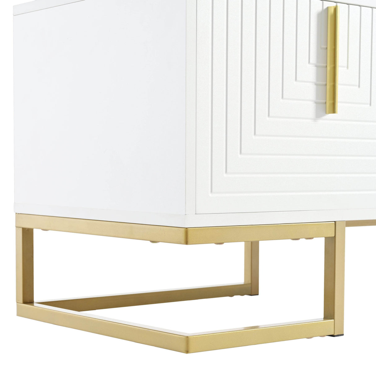 Modern White Gold Metal Legs TV Stand With Cabinets - Sleep Galleria