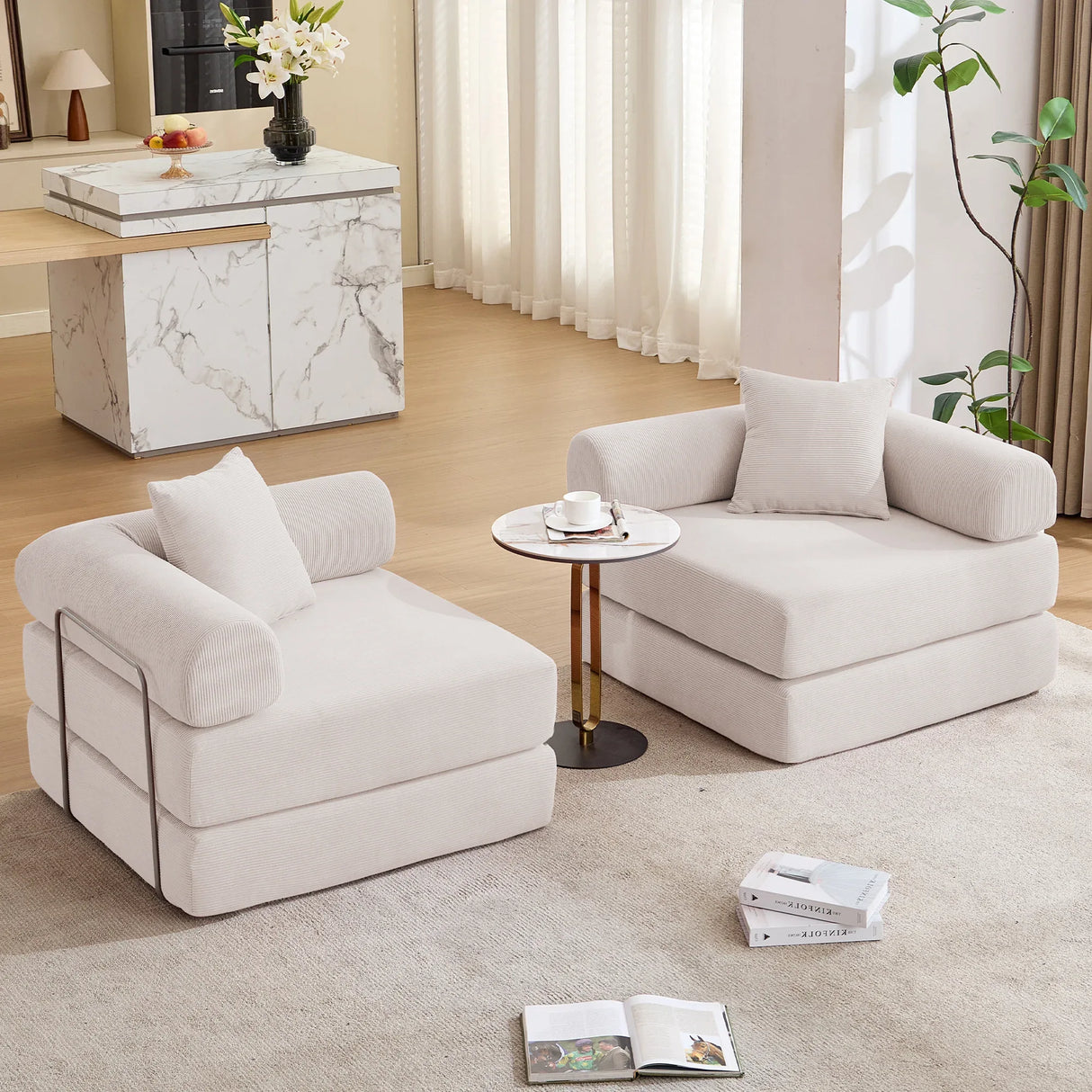 Modular Folding Corduroy Convertible Sofa Bed - Omega Lifestyles