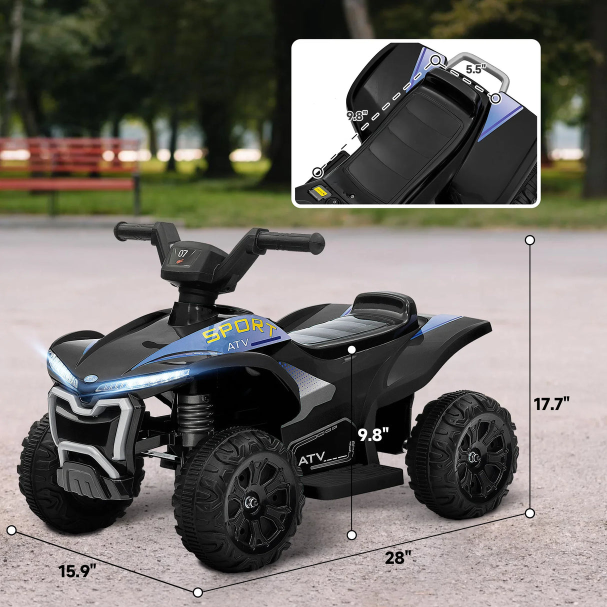 Kids Rechargeable 6V ATV Quad Ride-On Toy With Lights - Omega Lifestyles