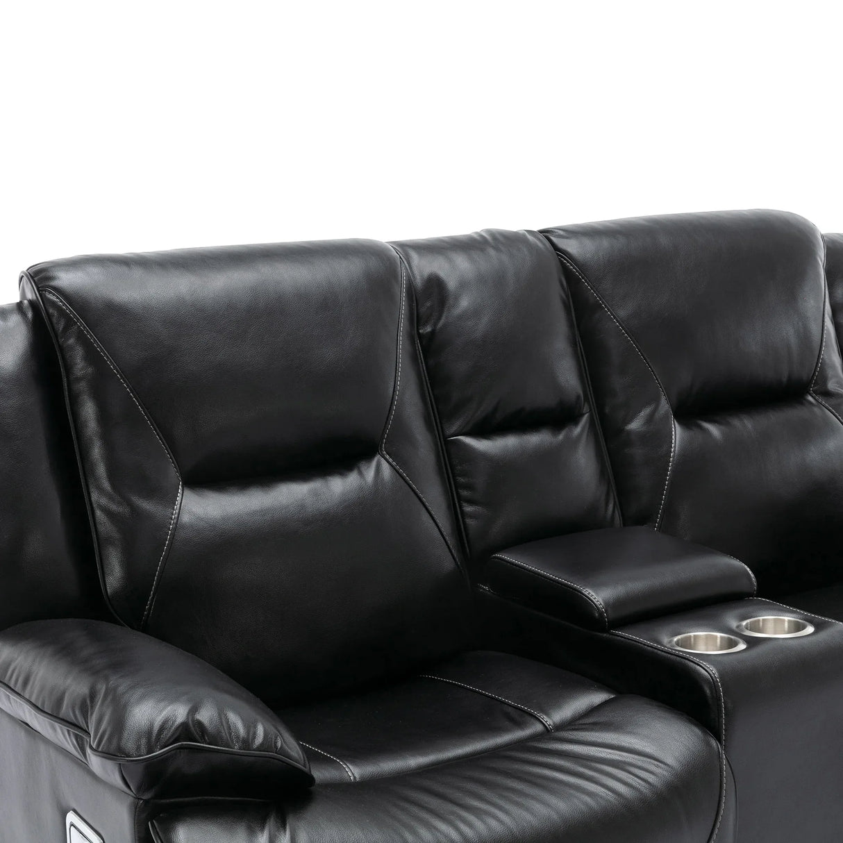 Manual Black Leather Gel Recliner Chair With LED Light Strip - Omega Lifestyles