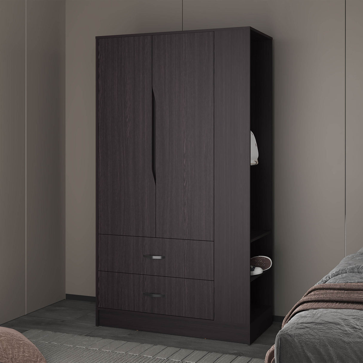 Modern Freestanding Double-Door Storage Armoire