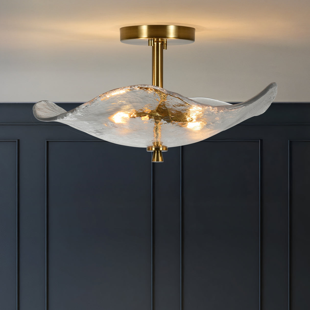 Gold Modern 16.5-Inch Semi Flush Mount Ceiling Light Fixture