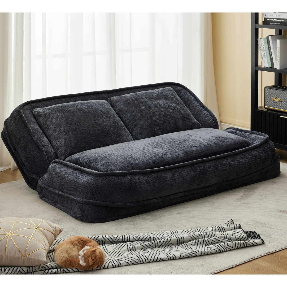 Adjustable 5-Position Medium-Soft Chenille Loveseat Sofa - Omega Lifestyles