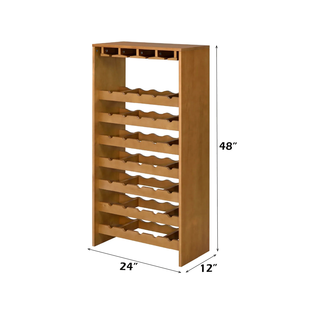 Oak Finish Particle Board Wine Rack With Stemware Holders - Omega Lifestyles