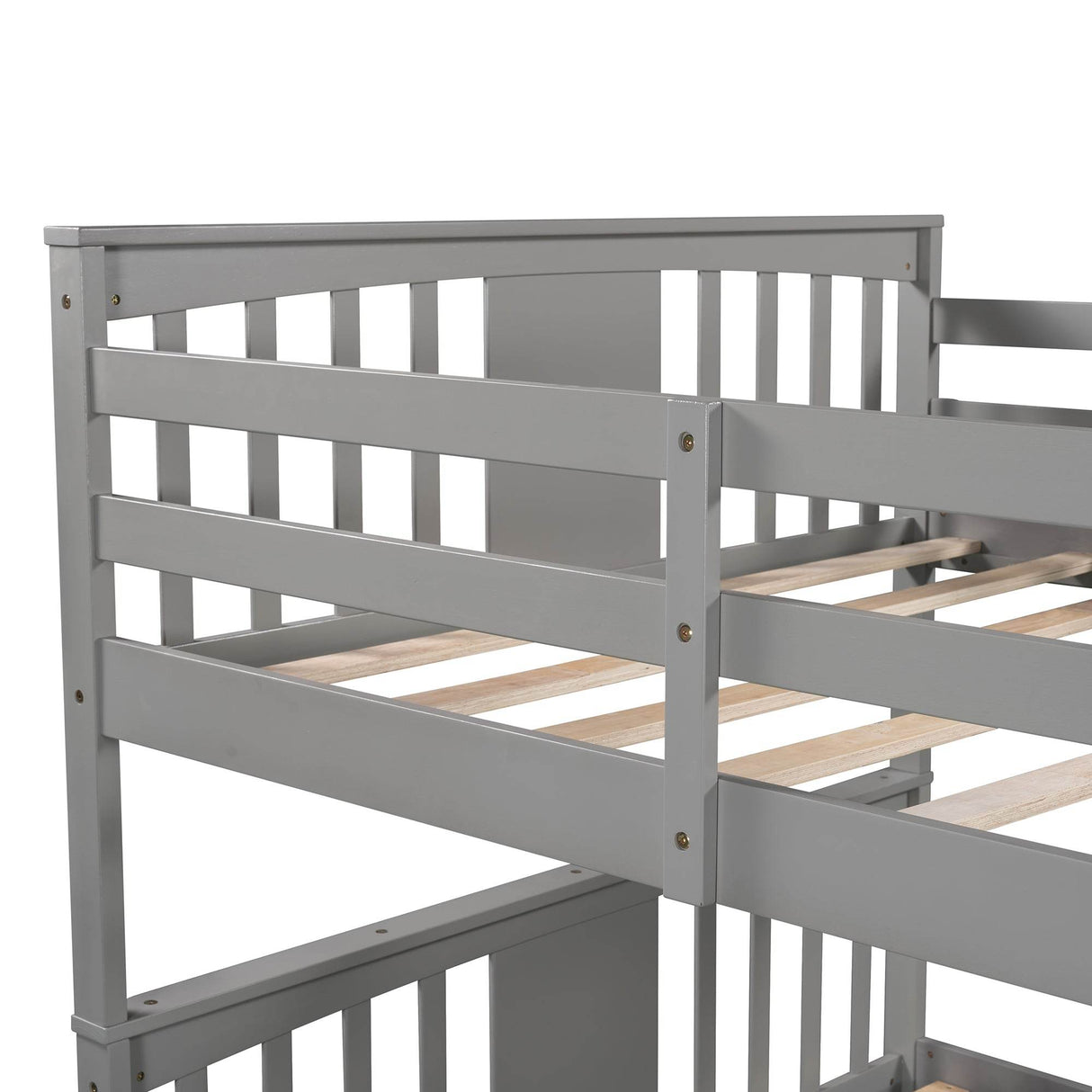 Full Over Full Solid Wood Gray Bunk Bed - Omega Lifestyles