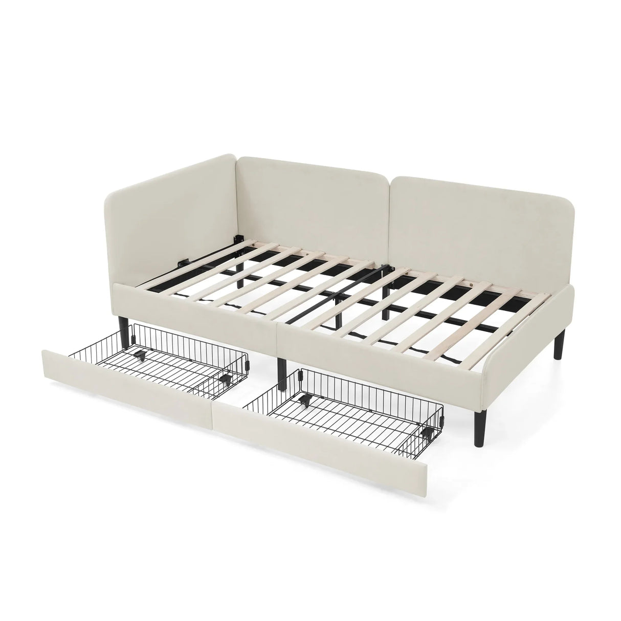 Twin Velvet Upholstered Platform Bed Frame With Storage - Omega Lifestyles