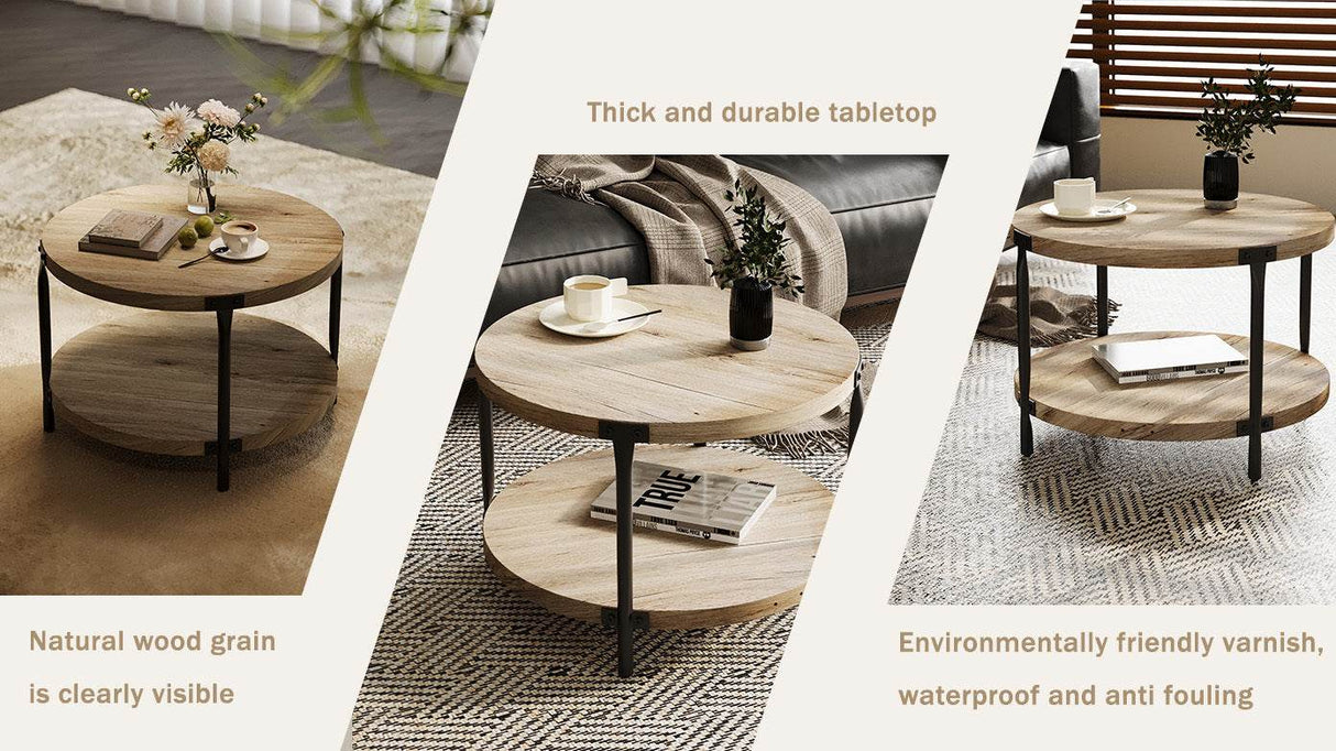 Modern Minimalist Double-Layer Wooden Coffee Table - Sleep Galleria