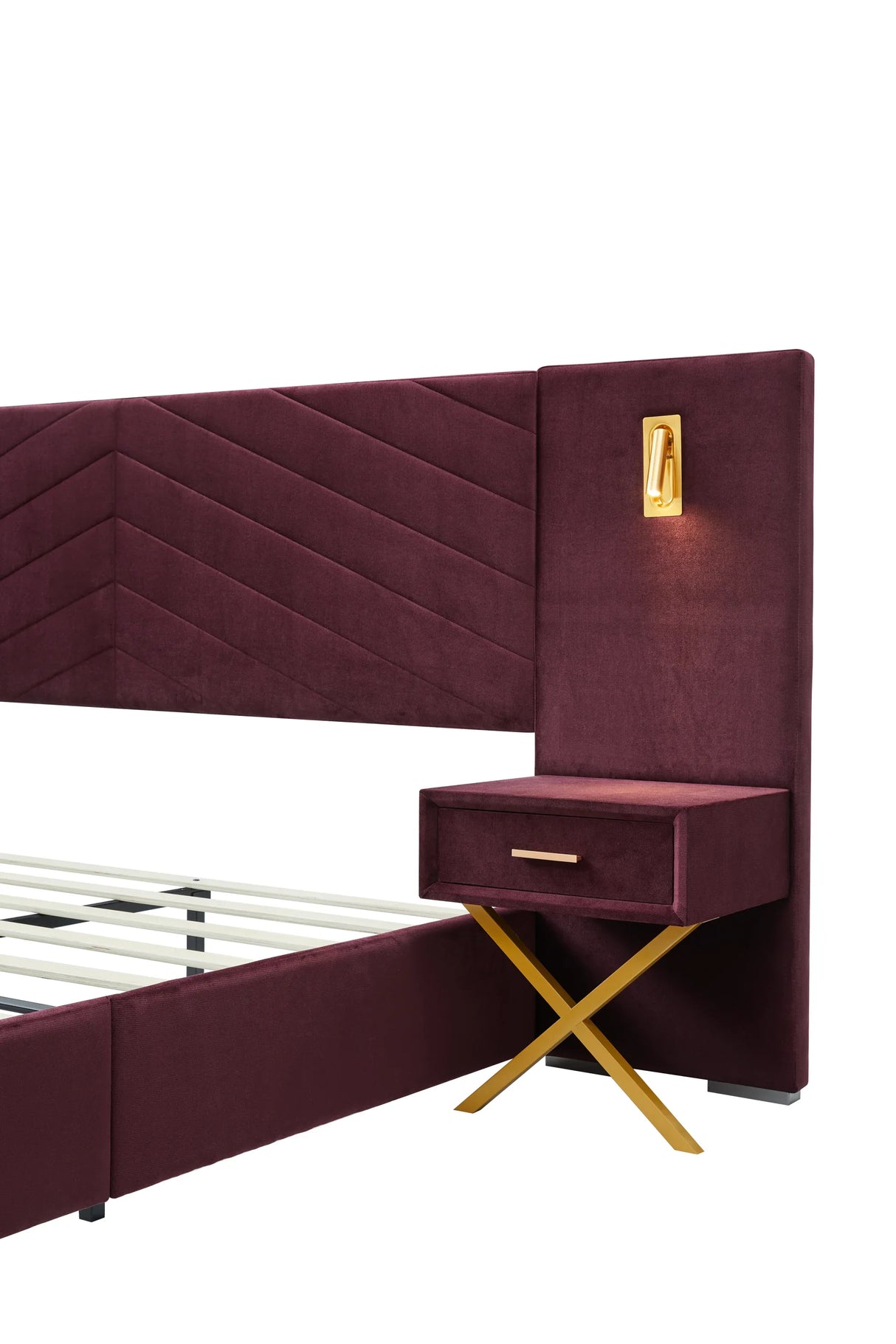Queen Velvet Upholstered Wingback Bed Frame - Omega Lifestyles