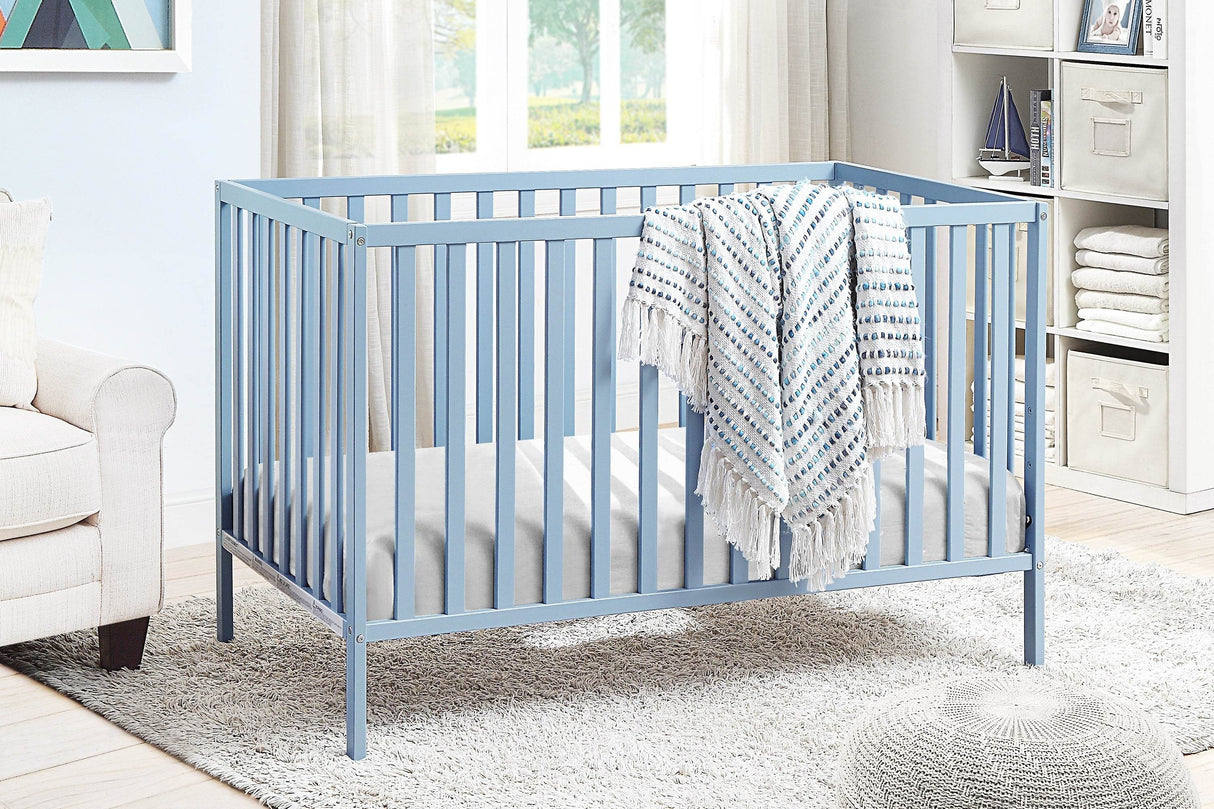 3-in-1 Convertible Solid Wood Baby Blue Crib