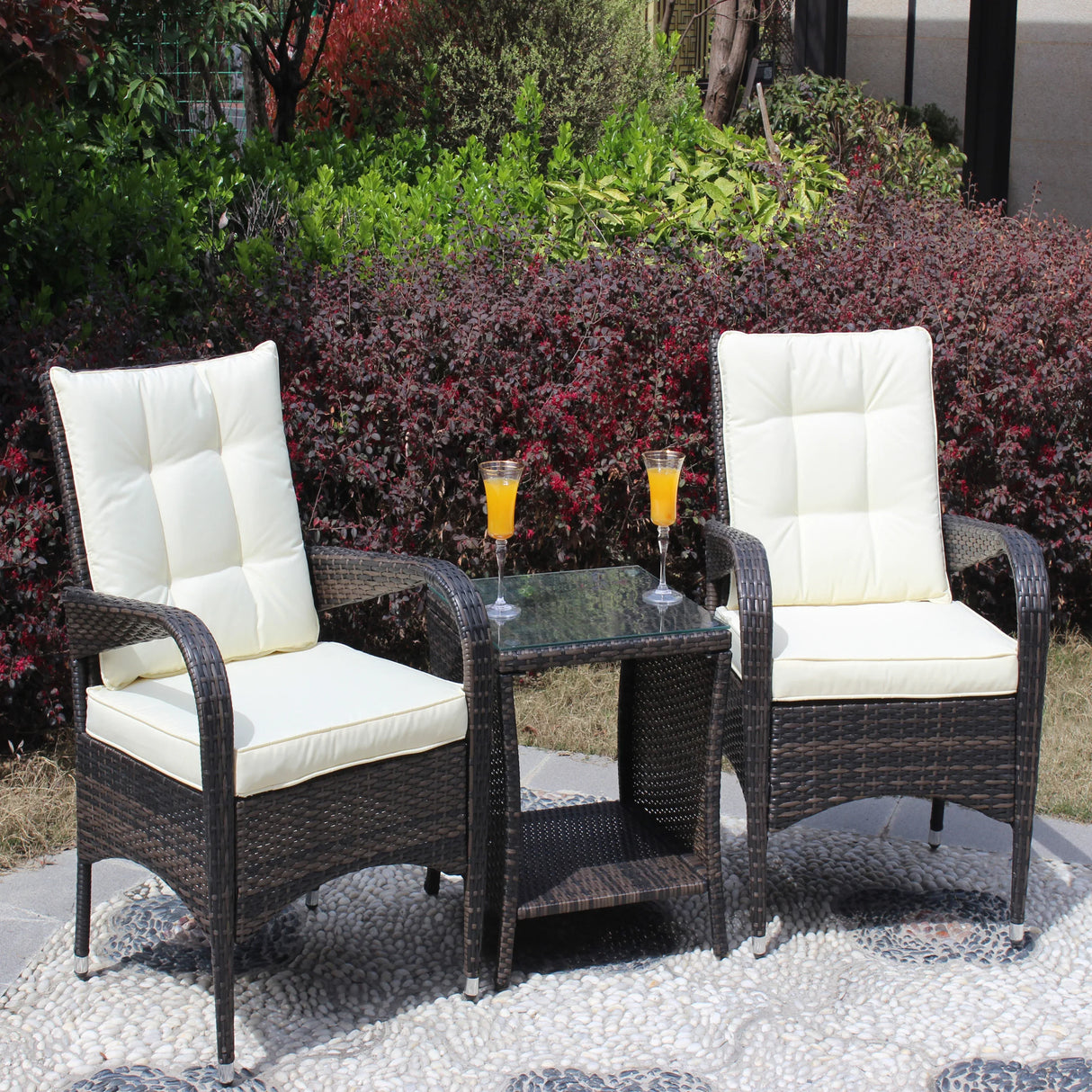 3-Piece Brown Rattan Outdoor Patio Furniture Set - Omega Lifestyles