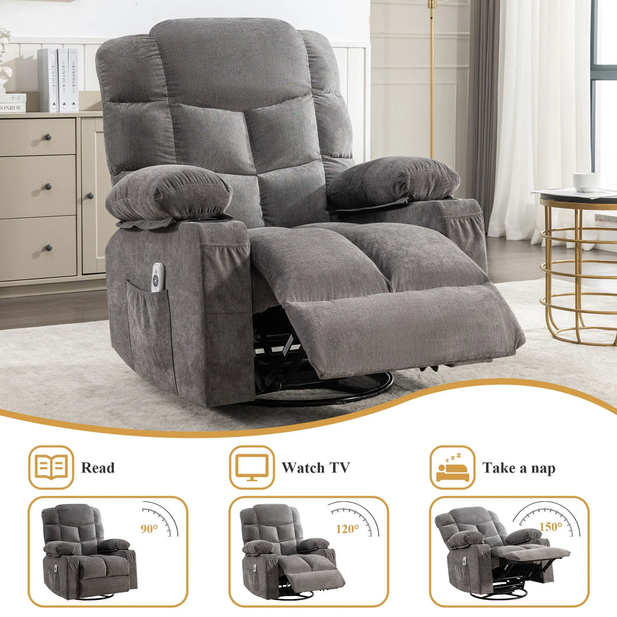 Oversized Soft Massage Recliner Chair With Heating - Omega Lifestyles
