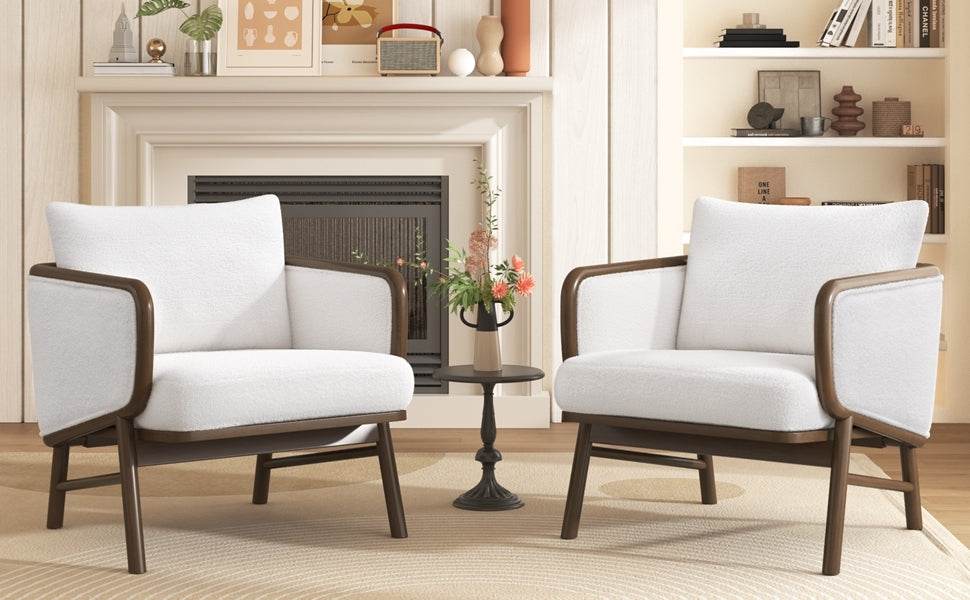 Set of 2 Sherpa Fabric Upholstered Accent Chairs - Omega Lifestyles